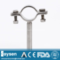 Sanitary round pipe holder with solid bar